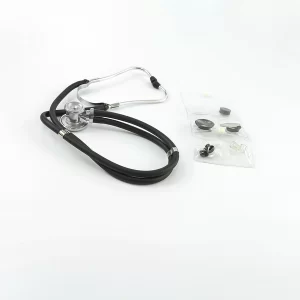 ESTETOSCOPIO RAPPAPORT ANTI-FRIO C/REPUESTOS ADULTO-PEDIÁTRICO NEGRO TENSO